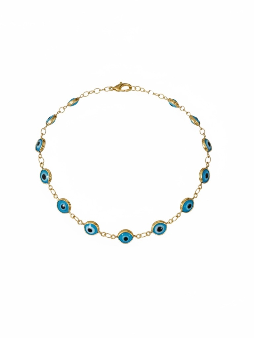 Gold Chain Blue Evil Eye Anklet - 18k gold plated